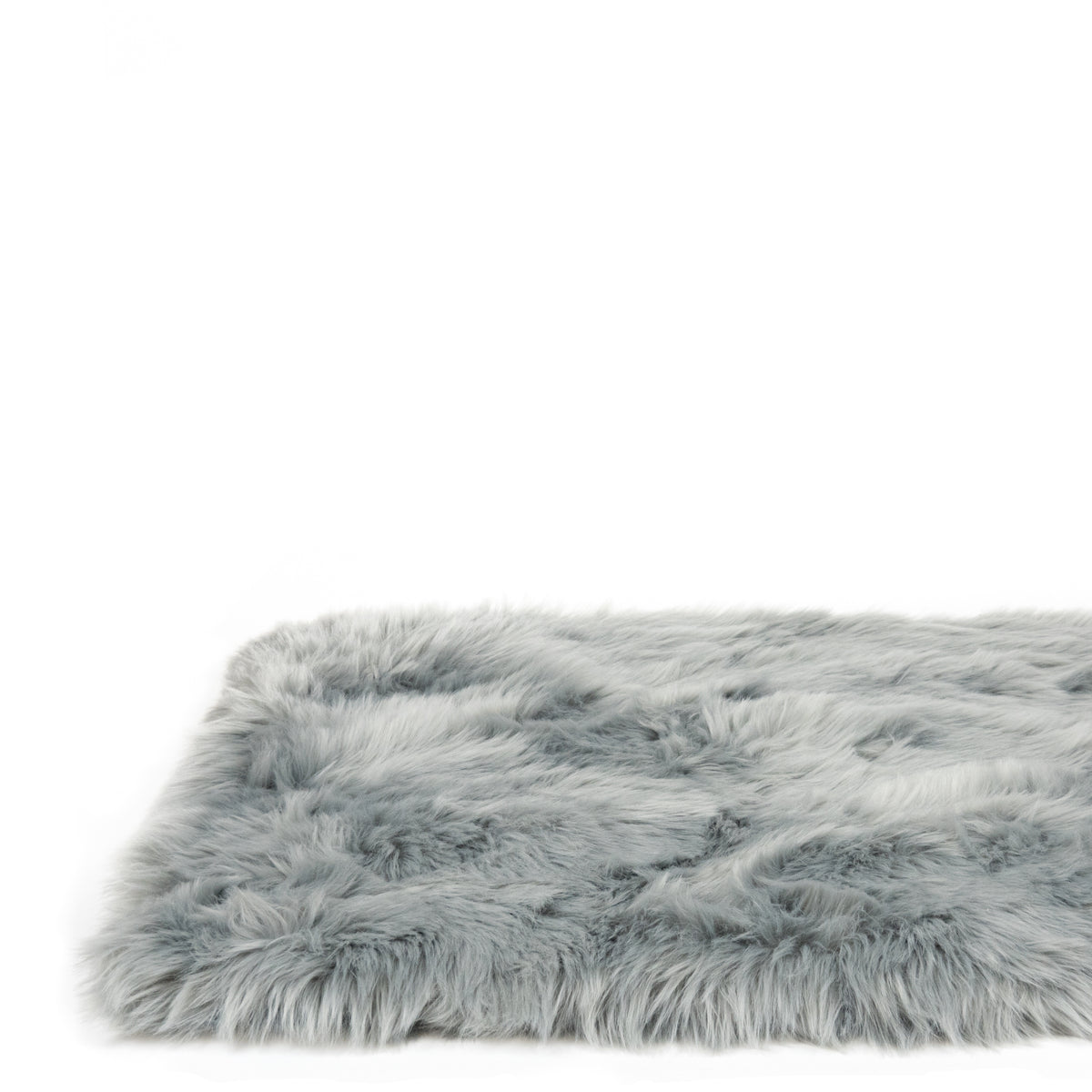 Slate Grey Faux Fur Dog Bed PERSON + DOG