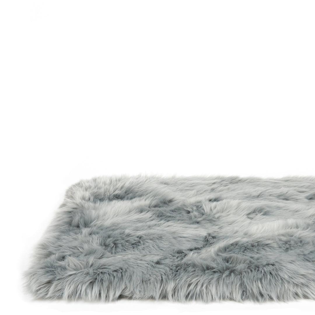 Slate Grey Faux Fur Dog Bed PERSON + DOG